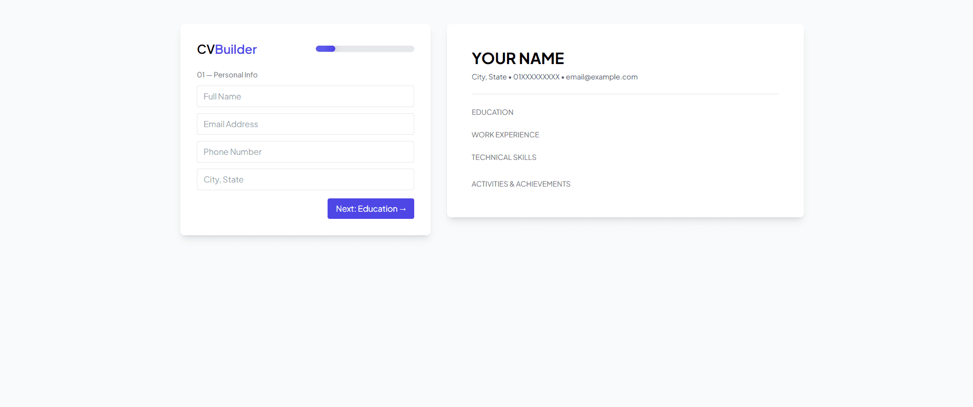 Multi-Step CV Builder